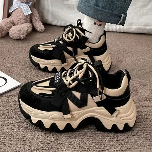 Women's Colorblock Platform Sneakers – Stylish Outdoor Vulcanized Shoes