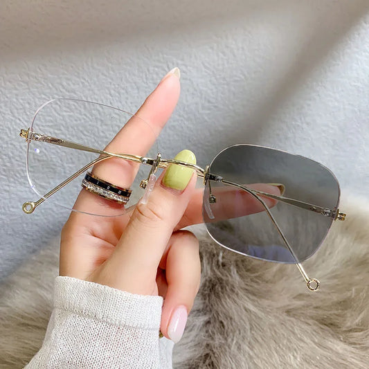 RBB Square Rimless Photochromic Sunglasses | Smart UV Color-Changing Eyewear for Men & Women