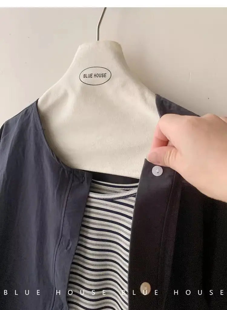 Fall Korean Sle Casual Long Sve irt Women's Versatile Artistic Outerwear round Ne Top Coat Women Loose Fit Commute S...