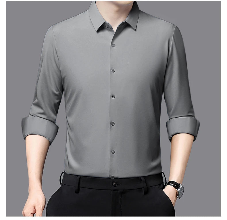 RBB Men’s Premium Ultra-Stretch Long Sleeve Shirt – Silky Formal & Casual Wear