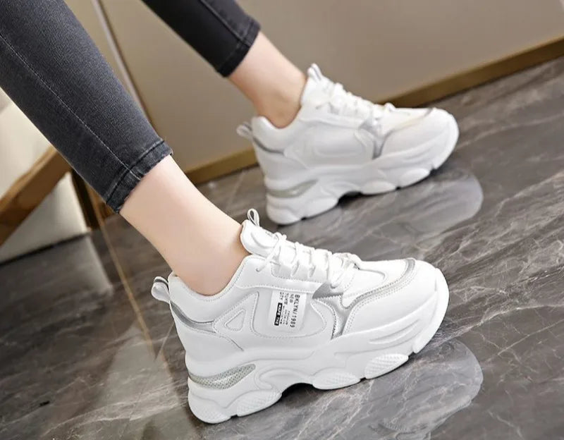 Women’s White Sport Sneakers – Thick Sole, Ultra-Light Platform, Casual & Running Shoes (Spring/Autumn 2025)