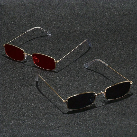 RBB Fashionable Metal Frame Glasses – 2 Pairs (Red & Black Lenses)