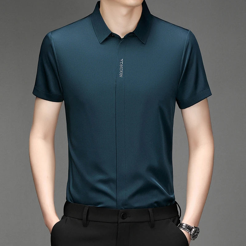 RBB Men’s Business Casual Short Sleeve Shirt – Wrinkle-Resistant Solid Color
