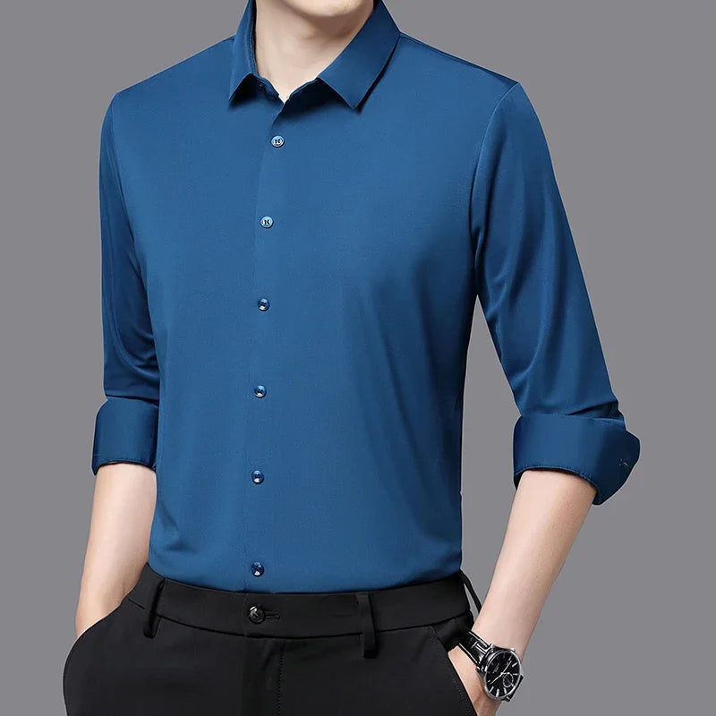 RBB Men’s Premium Ultra-Stretch Long Sleeve Shirt – Silky Formal & Casual Wear