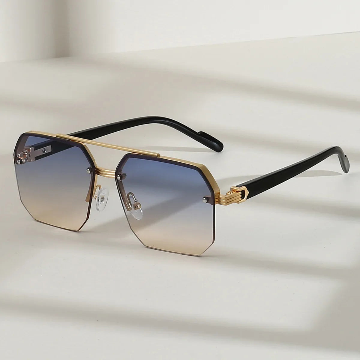RBB Men's Half-Frame Metal Square Sunglasses – Retro Casual Outdoor Fashion Eyewear