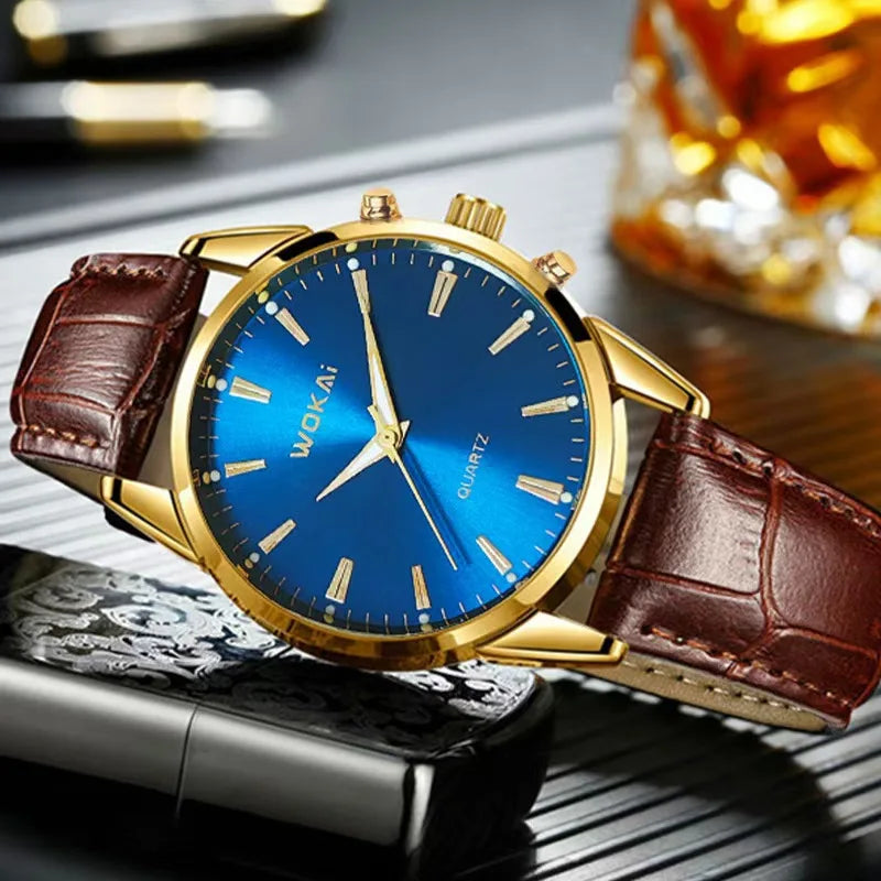 RBB Men’s Business Quartz Watch – High-Quality Leather Belt, Retro Classic Design, Waterproof
