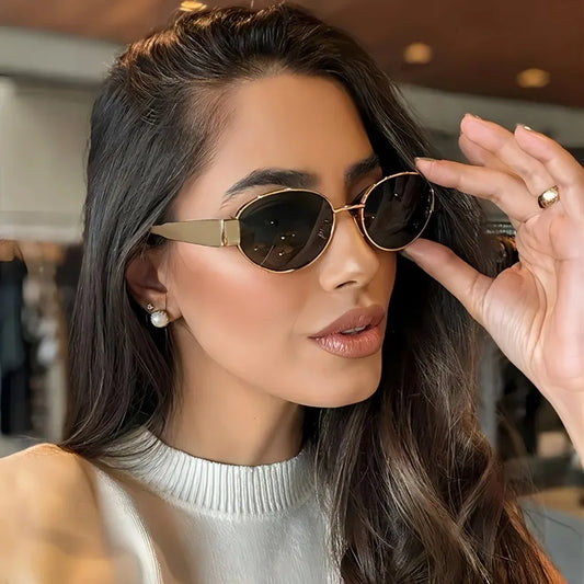 RBB Oval Sunglasses – Unisex Trendy Metal Frame UV Protection Classic Shades
