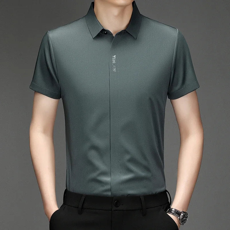 RBB Men’s Business Casual Short Sleeve Shirt – Wrinkle-Resistant Solid Color