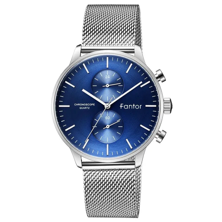 RBB Men’s Luxury Chronograph Quartz Watch – Classic Business Leather Strap Wristwatch for Men