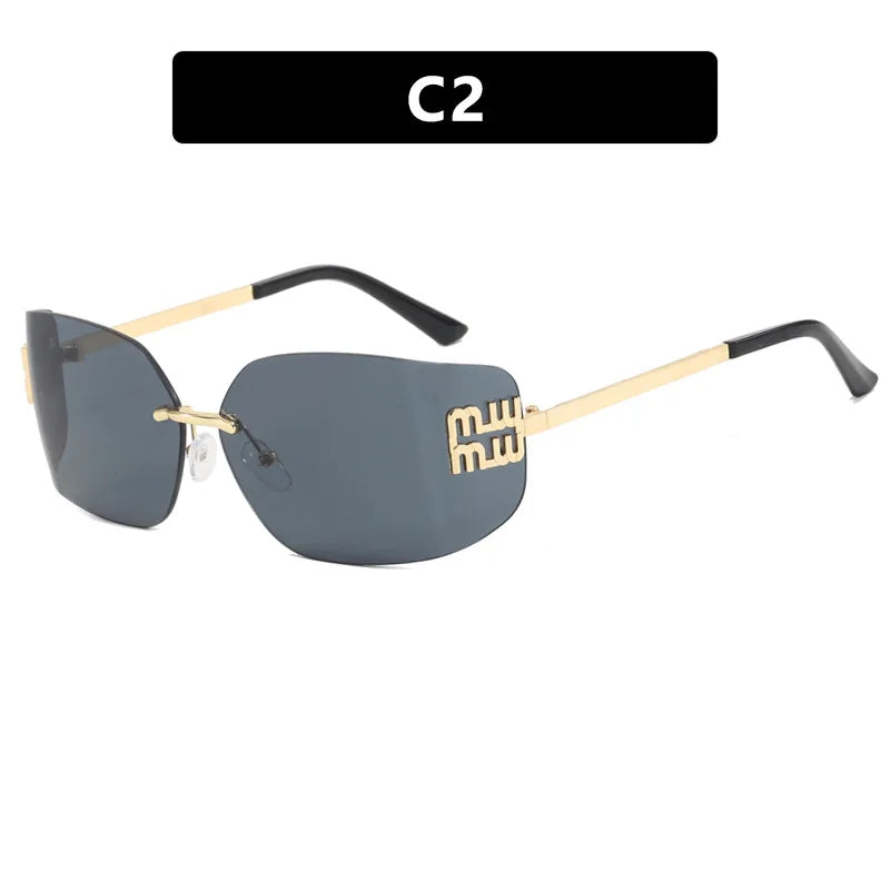 RBB Classic Rimless Rectangle Sunglasses for Women – Luxury Gradient Shades