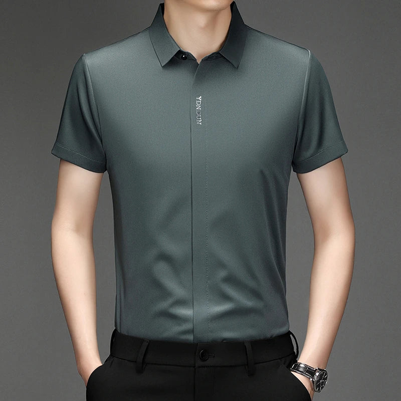 RBB Men’s Business Casual Short Sleeve Shirt – Wrinkle-Resistant Solid Color