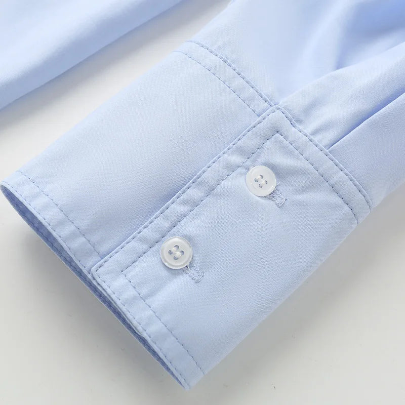 TRAF 2025 Women's Shirt Long Blue Shirt Women Spring Long Sleeve Oversize Shirts Blouses Korean Style Casual Button Up Shirts