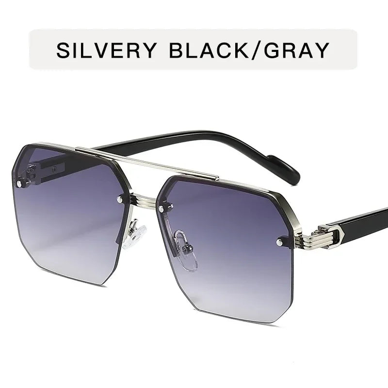 RBB Men's Half-Frame Metal Square Sunglasses – Retro Casual Outdoor Fashion Eyewear