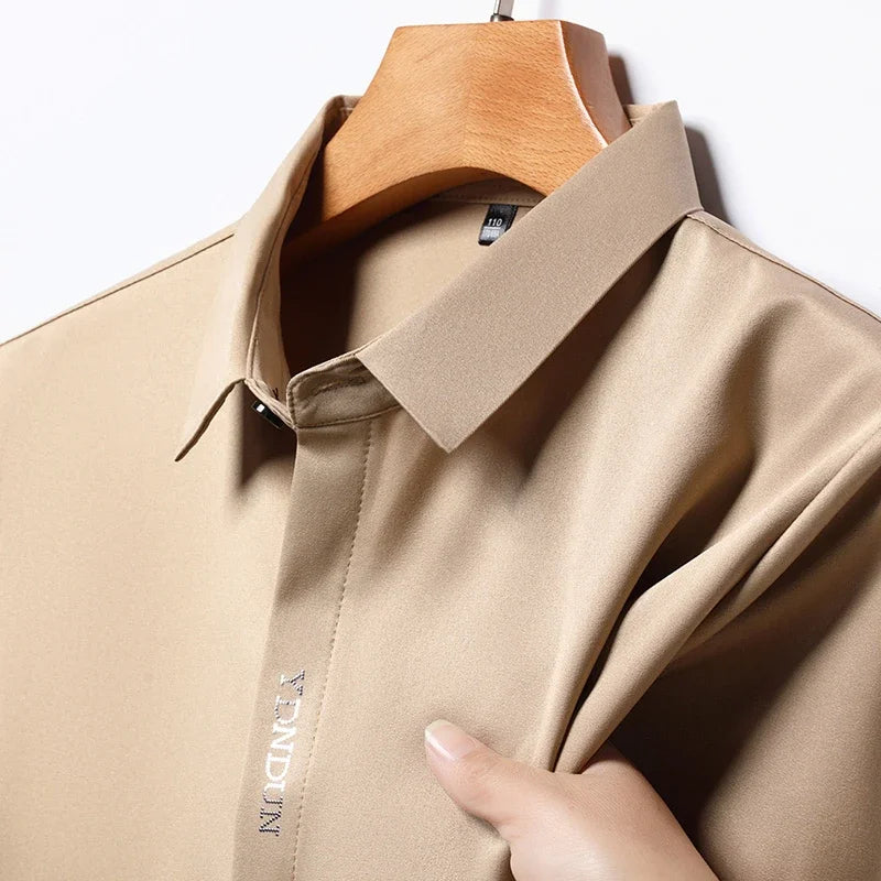RBB Men’s Business Casual Short Sleeve Shirt – Wrinkle-Resistant Solid Color