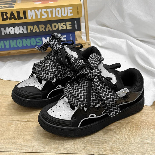 2025 Unisex Thick-Soled Dad Sneakers – Casual Lace-Up Skateboard Shoes, Mixed Colors