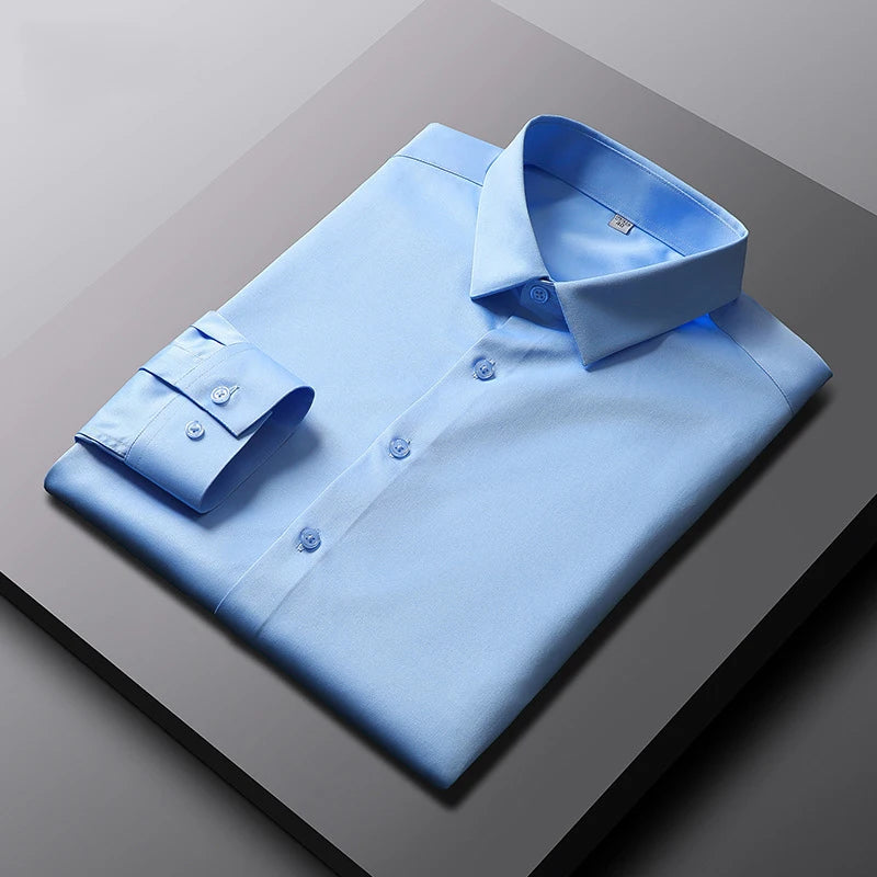 RBB Men's Wrinkle-Resistant Long Sleeve Solid Shirt – Non-Iron Business Casual Top