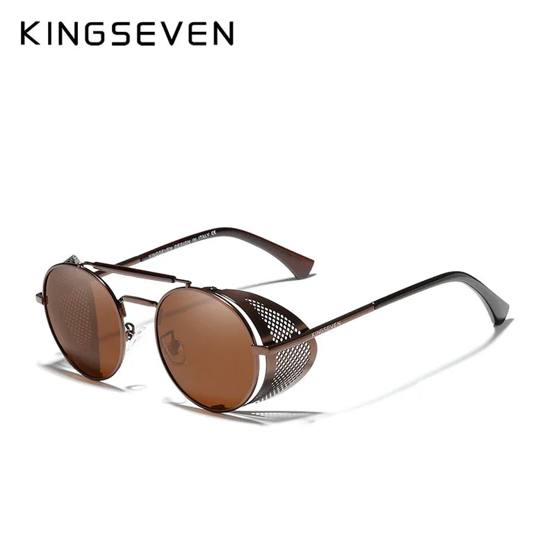 RBB Gothic Steampunk Polarized Sunglasses | UV400 Round Pilot Frame | RBB Vintage Designer Eyewear