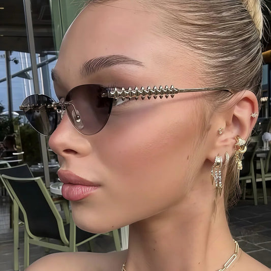 RBB Rimless Cat Eye Sunglasses for Women | Vintage Metal Frame | RBB UV400 Fashion Eyewear