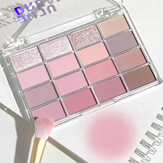 16-Color Eyeshadow Palette – Pearlescent Matte Shades for Natural Daily Makeup