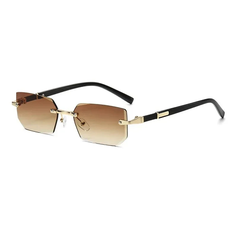 RBB Rimless Rectangle Sunglasses – Fashionable Small Square Shades for Women & Men