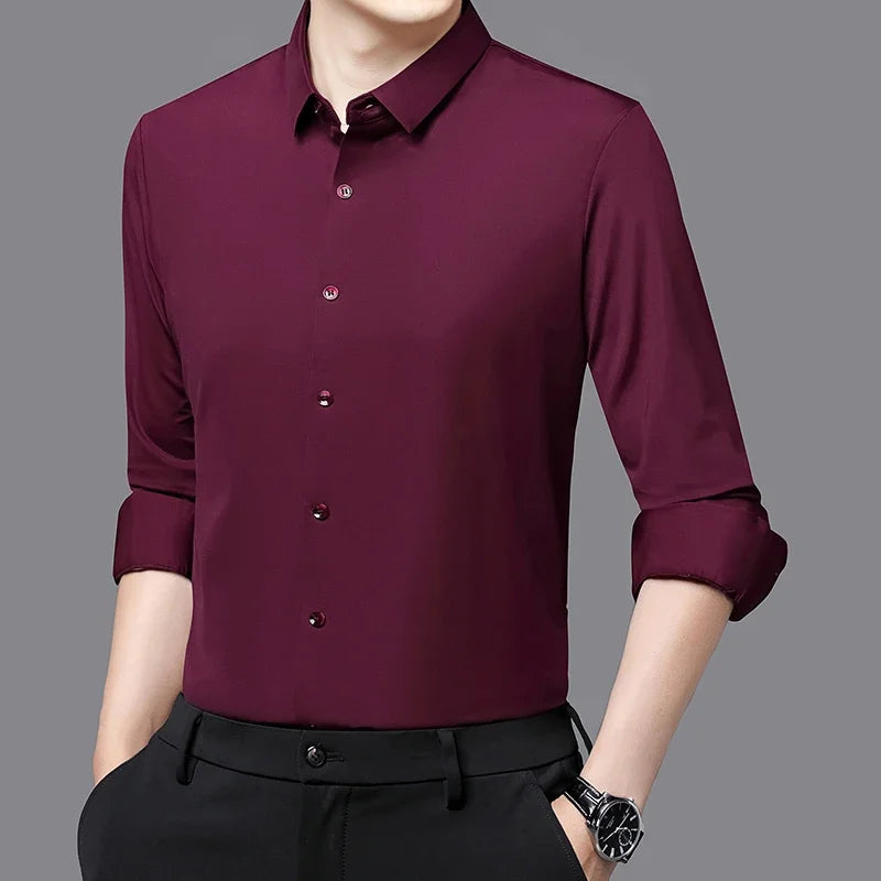 RBB Men’s Premium Ultra-Stretch Long Sleeve Shirt – Silky Formal & Casual Wear