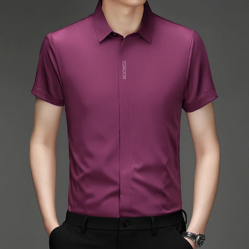 RBB Men’s Business Casual Short Sleeve Shirt – Wrinkle-Resistant Solid Color