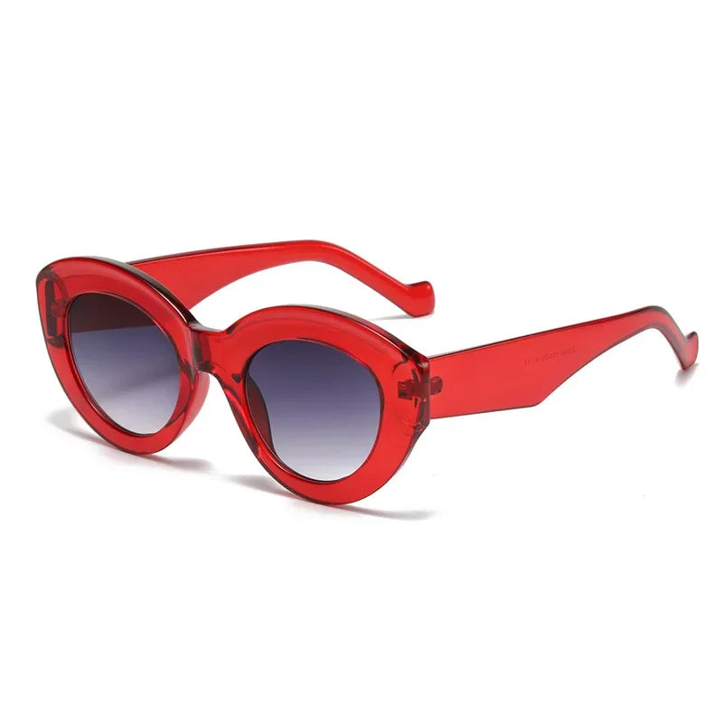 RBB Oversized Cat Eye Sunglasses – Green Striped Retro UV400 Shades
