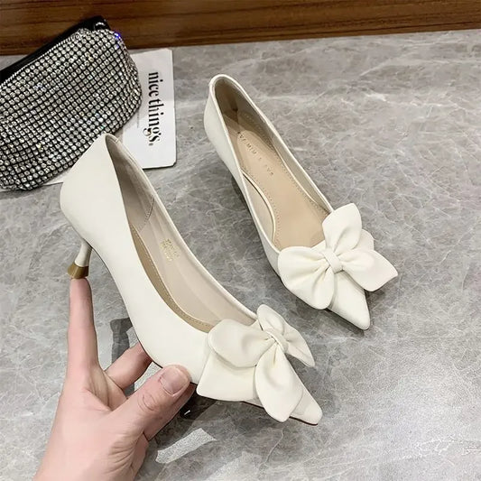 RBB With Heel Sexy Shoes for Women Moccasins Black Y2K Vacation Summer 2025 Chic and Elegant High Quality Slip-On Pumps - Size 39