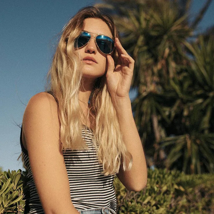 RBB USA Military-Style Pilot Sunglasses | Luxury Glass Lens Retro Titanium Eyewear
