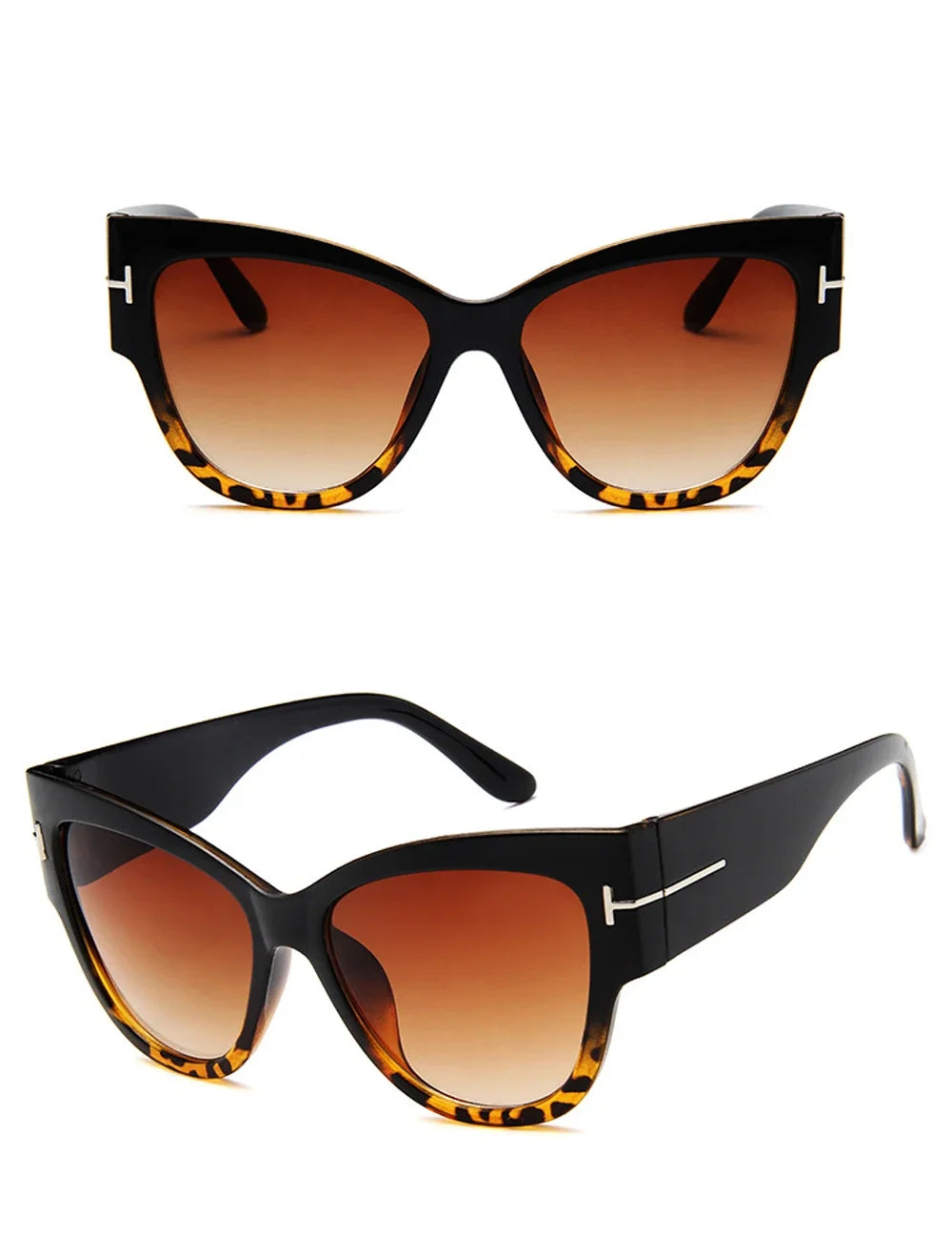RBB Luxury Black Cat Eye Oversized Sunglasses for Women – 2024 Designer Gradient Shades