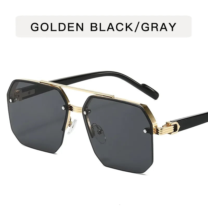 RBB Men's Half-Frame Metal Square Sunglasses – Retro Casual Outdoor Fashion Eyewear