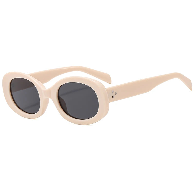 RBB 2024 Retro Oval Sunglasses – Small Frame Y2K Fashion UV400 Eyewear for Women