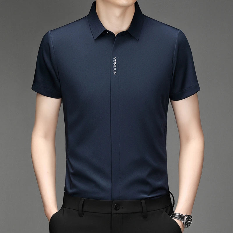 RBB Men’s Business Casual Short Sleeve Shirt – Wrinkle-Resistant Solid Color