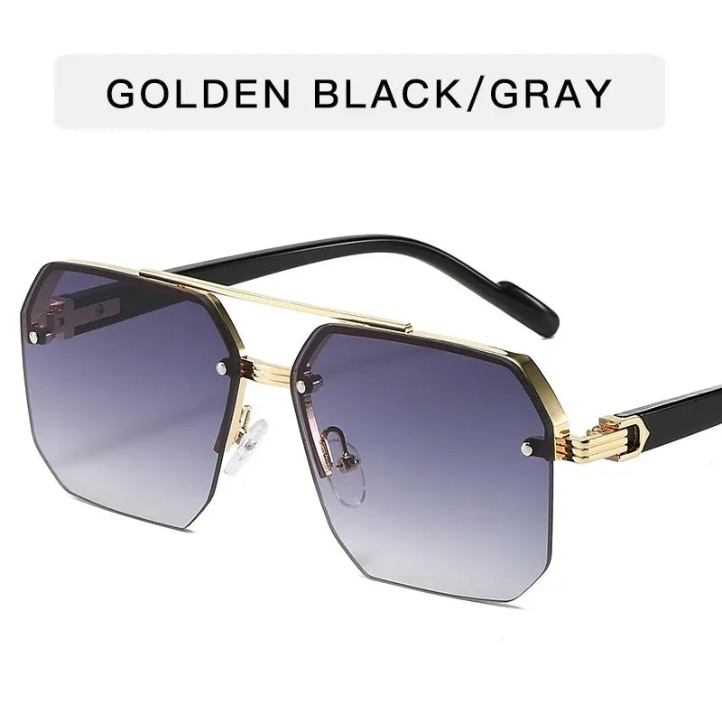 RBB Men's Half-Frame Metal Square Sunglasses – Retro Casual Outdoor Fashion Eyewear