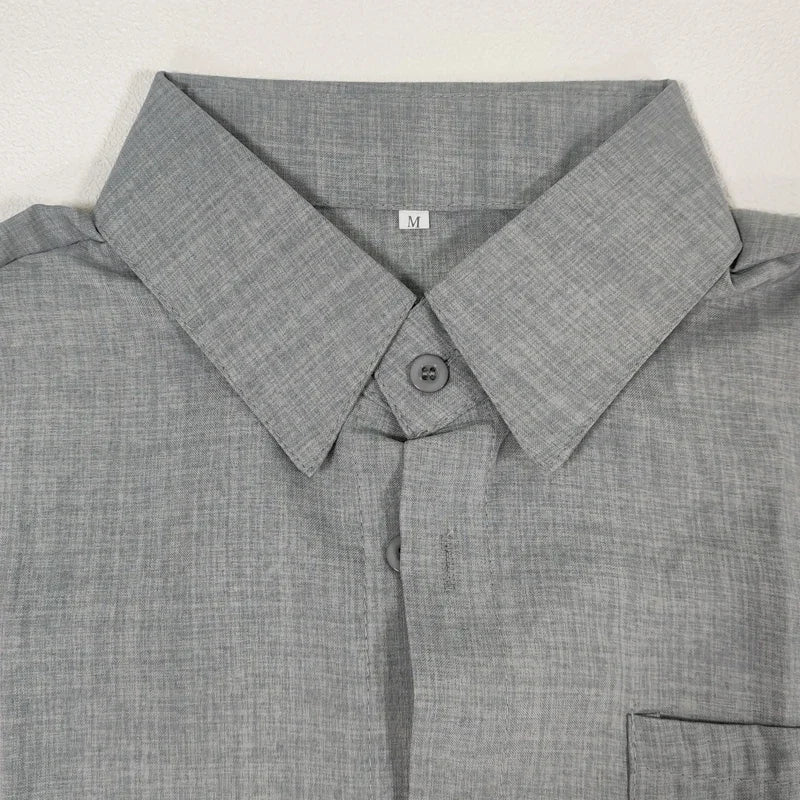 RBB Men’s Summer Cotton Linen Shirt – Short Sleeves, Turn-Down Collar, Casual Beach Style