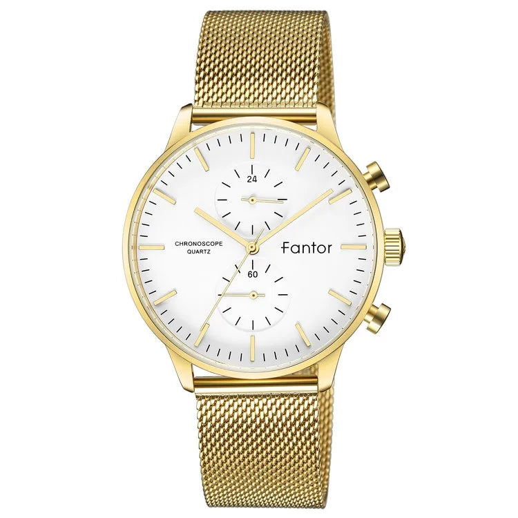 RBB Men’s Luxury Chronograph Quartz Watch – Classic Business Leather Strap Wristwatch for Men