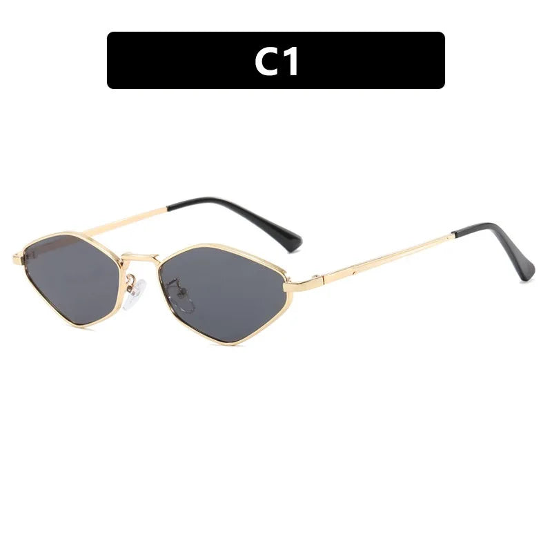 RBB Diamond Polygon Metal Sunglasses for Women | 2025 Minimalist Small Frame Fashion Shades