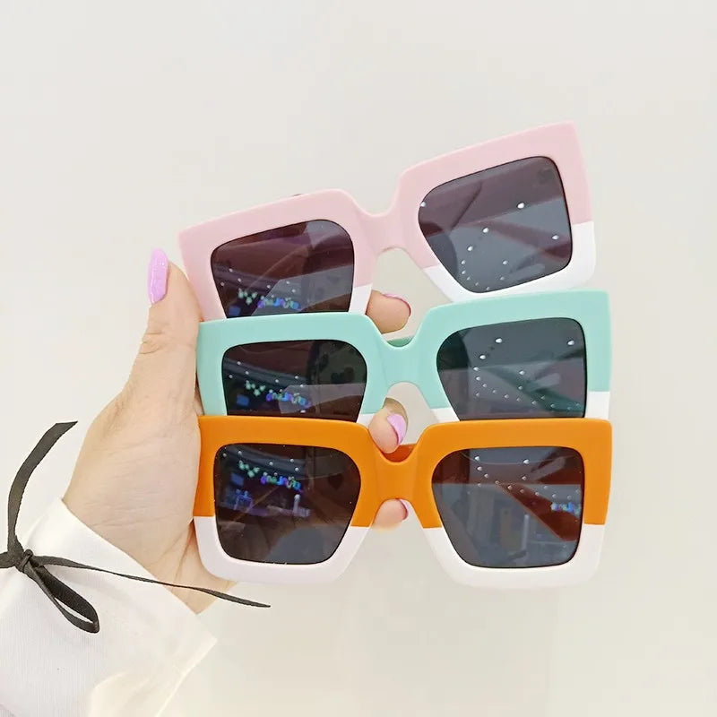 RBB Kids Oversized Square Sunglasses – Trendy Double-Color Frame Eyewear for Boys & Girls