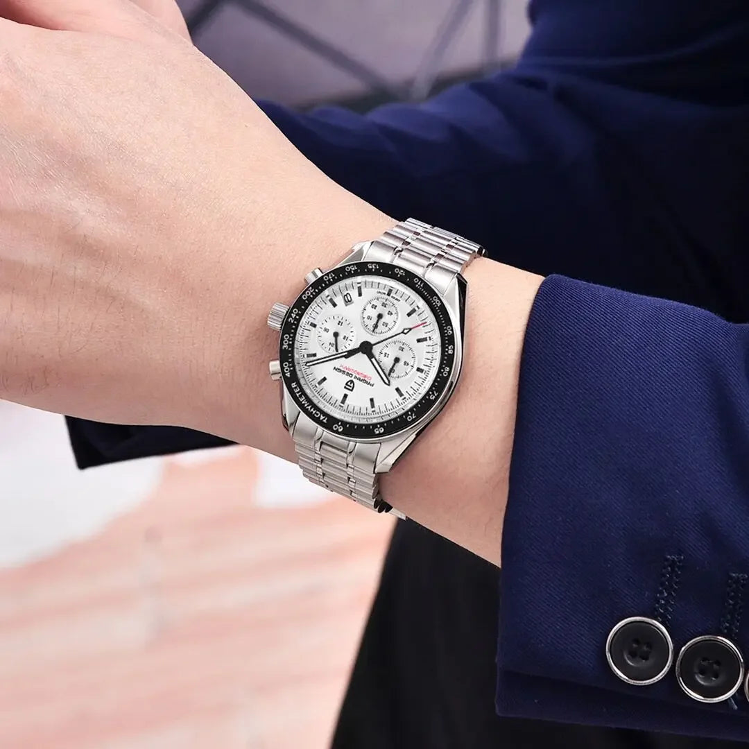 RBB PD-1701 V5 Men’s Chronograph Watch – 2024 Luxury Quartz Sports Timepiece with AR Sapphire Glass & 100M Water Resistance