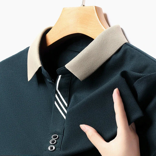 RBB Men's Solid Color Casual Short Sleeve Polo Shirt – Summer Comfortable Top for Business & Leisure