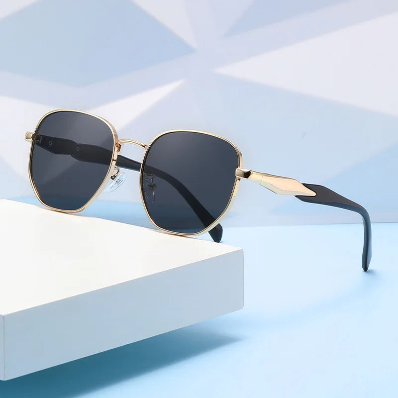 RBB Street Photography Round Metal Sunglasses – Trendy UV Anti-Retro Eyewear for Women