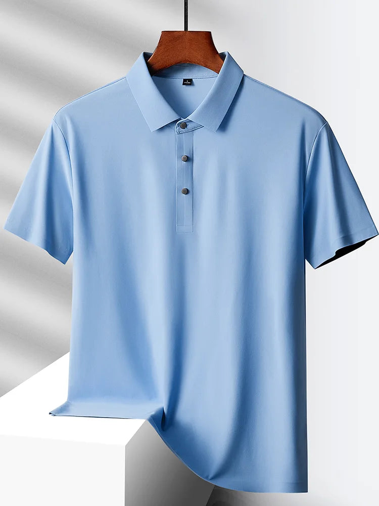 Men's Summer Quick-Dry Ice Silk Short Sleeve T-Shirt — Lightweight Nylon Fabric, Middle-Aged Casual Dad Tee