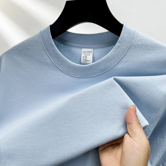 RBB Men’s 100% Pure Cotton Summer T-Shirt – High-End Fashionable Short Sleeve Round Neck, Breathable Half Sleeve Top