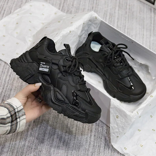 Chunky 2025 Women's Leather Sneakers – Casual Sport Trainers