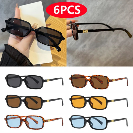 RBB Small Square Sunglasses Set (4pcs/6pcs) – Minimalist Retro UV400 Eyewear for Women & Men