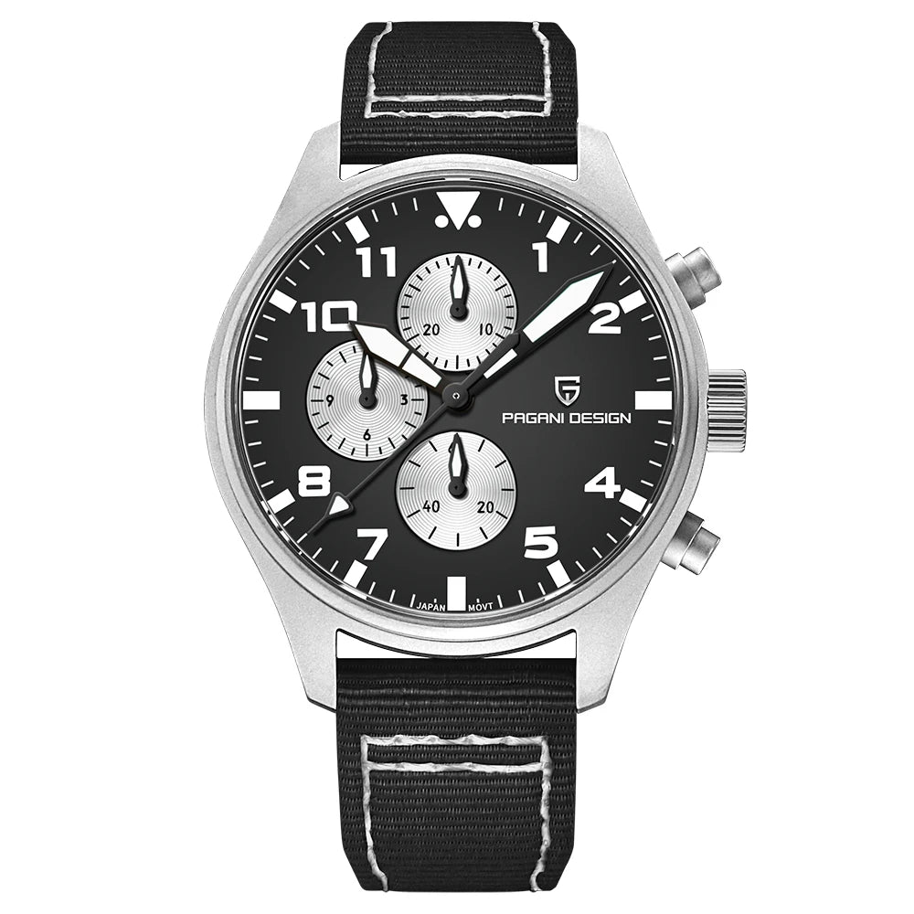 RBB Pilot Chronograph Men’s Quartz Watch – 100M Waterproof, Sapphire Glass, Stainless Steel Luxury Timepiece