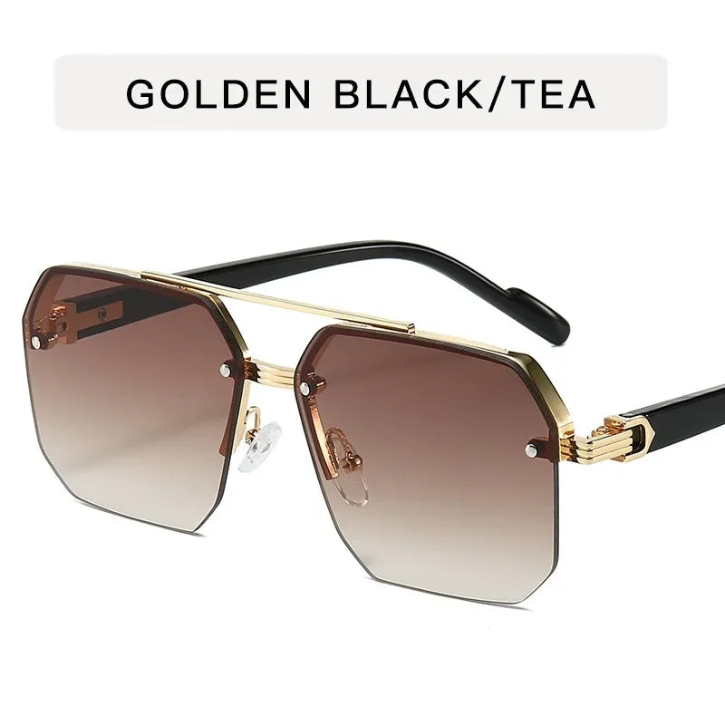 RBB Men's Half-Frame Metal Square Sunglasses – Retro Casual Outdoor Fashion Eyewear