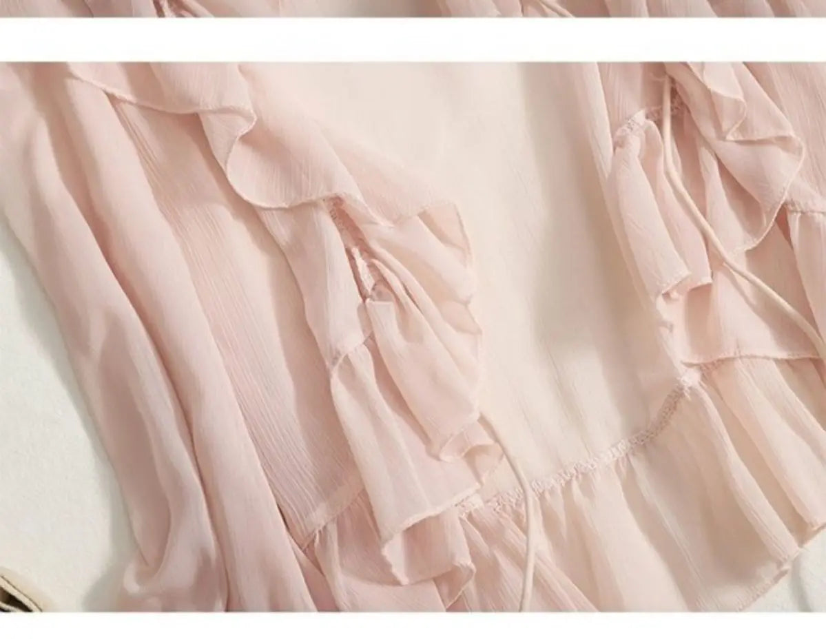 Blouses Women Lace-up Summer New Design Thin Trendy Long Sleeve Leisure Sweet Girls All-match Korean Style Tender Streetwear Ins