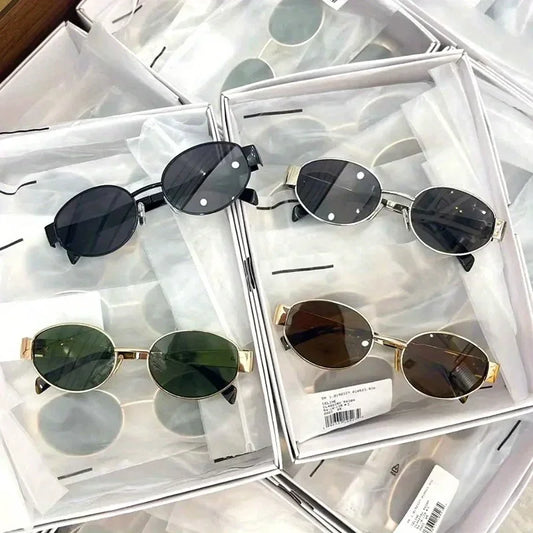 RBB Fashion Sunglasses – Luxury Oval Metal Frame Designer Eyewear for Women & Unisex Vintage Style