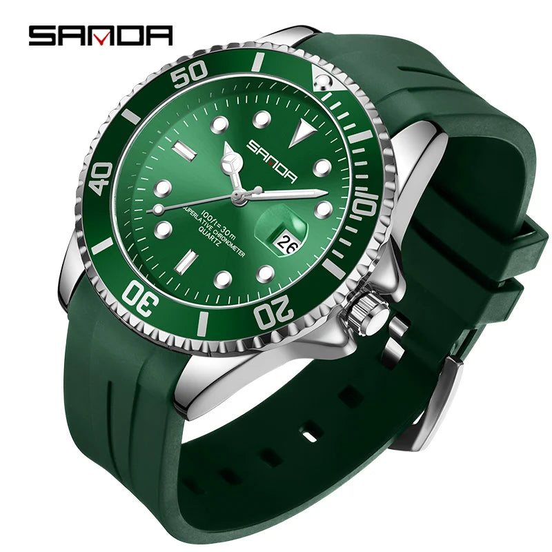 RBB Men's Waterproof Quartz Watch – Rotating Bezel & Luminous Dial